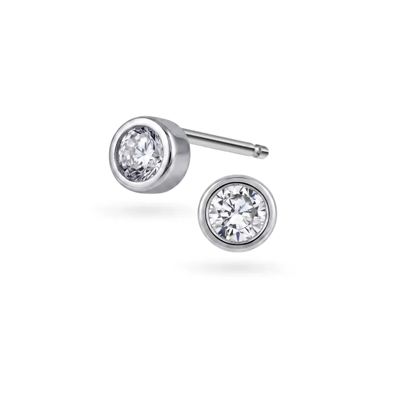 Øredobber i 925 sølv med zirkonia 3mm