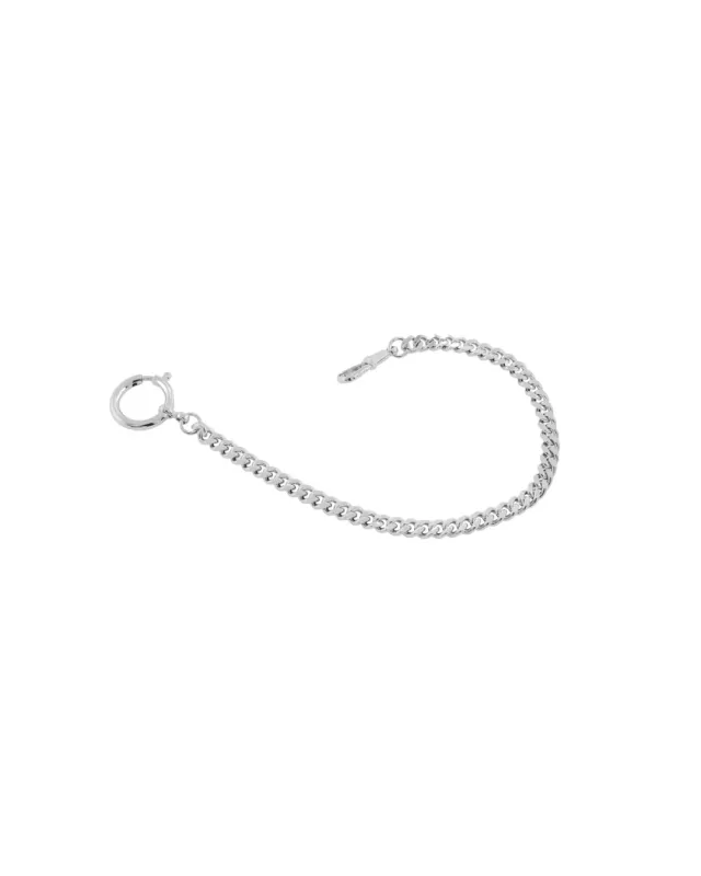 Lommeurkjede sølv blank, flat panser- 26cm