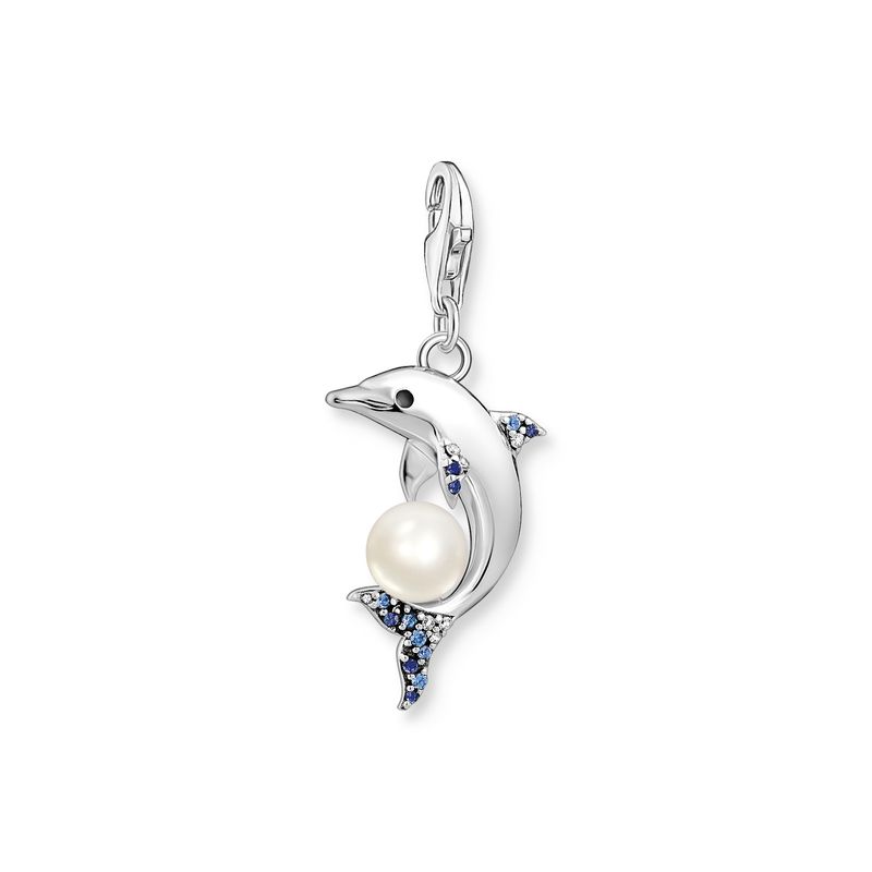 THOMAS SABO charm, delfin med ferskvannsperle, sølv