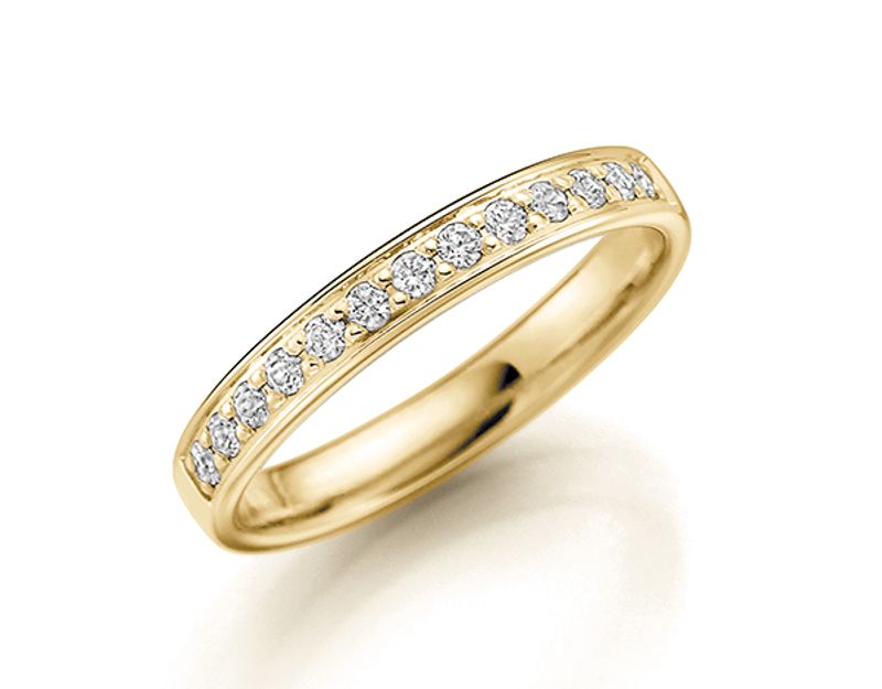 Giftering i gultgull 585, 3mm bredde, dia.0,14ct