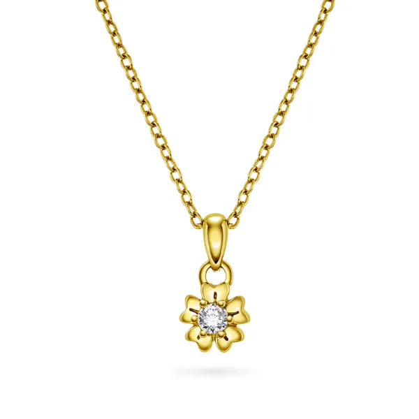 Hovedbilde Smykke i forgylt sølv med zirkonia blomst 