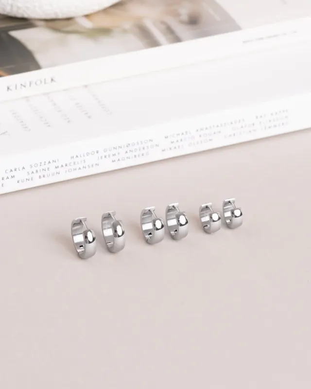 Mockberg Ørepynt Chunky Silver Hoops Small