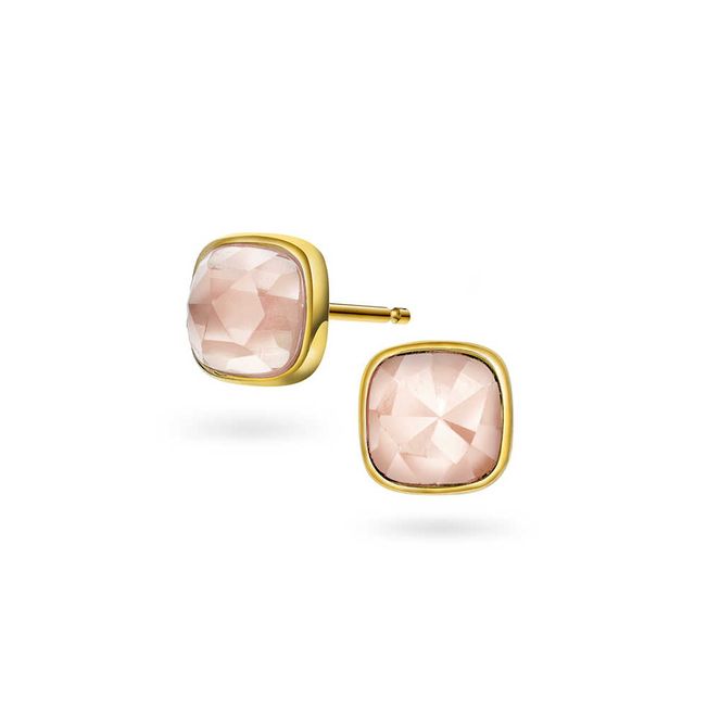 Hovedbilde Sandra Lyng ørepynt i forgylt sølv med rosa Opal, ...