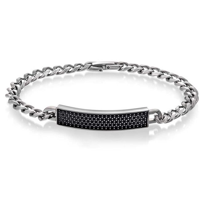Hovedbilde Armbånd i stål med sorte stener