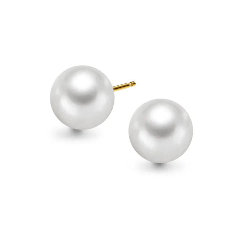 Øredobber i 585 gull med kultiverte fvp, 6-6,5mm
