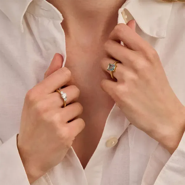 Hovedbilde Ti Sento ring,  tofarget og zirkonia