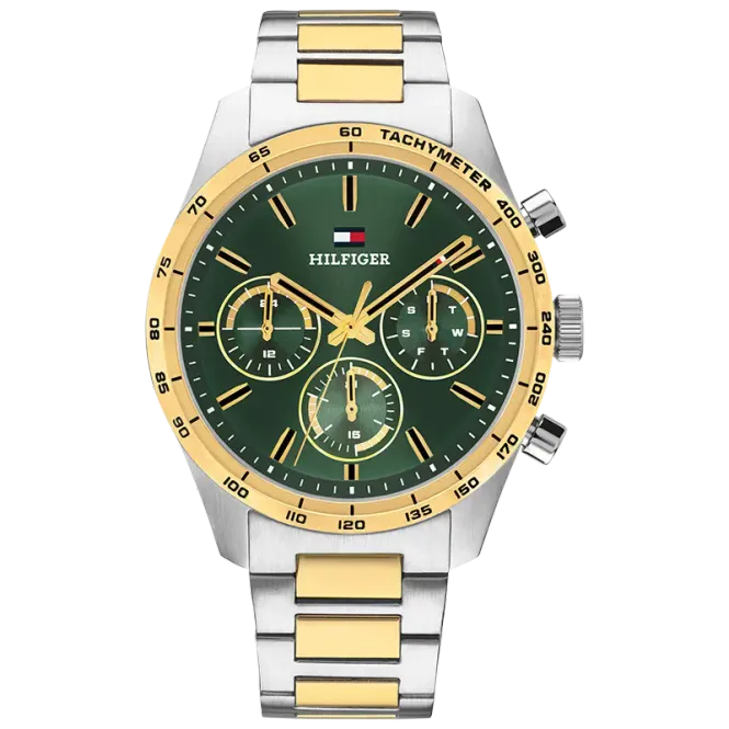 Hovedbilde Tommy Hilfiger Ø42mm 5ATM gull/stål/grønn