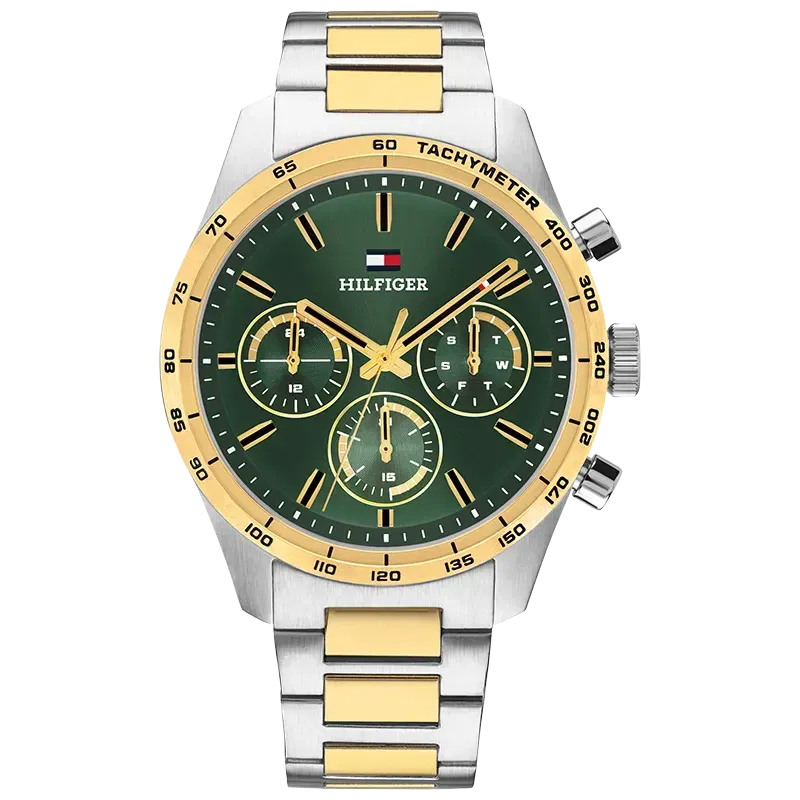 Tommy Hilfiger Ø42mm 5ATM gull/stål/grønn