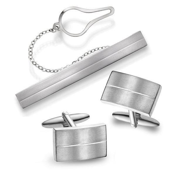 Hovedbilde Stål sett mansjettknapper og slipsnål- 10660