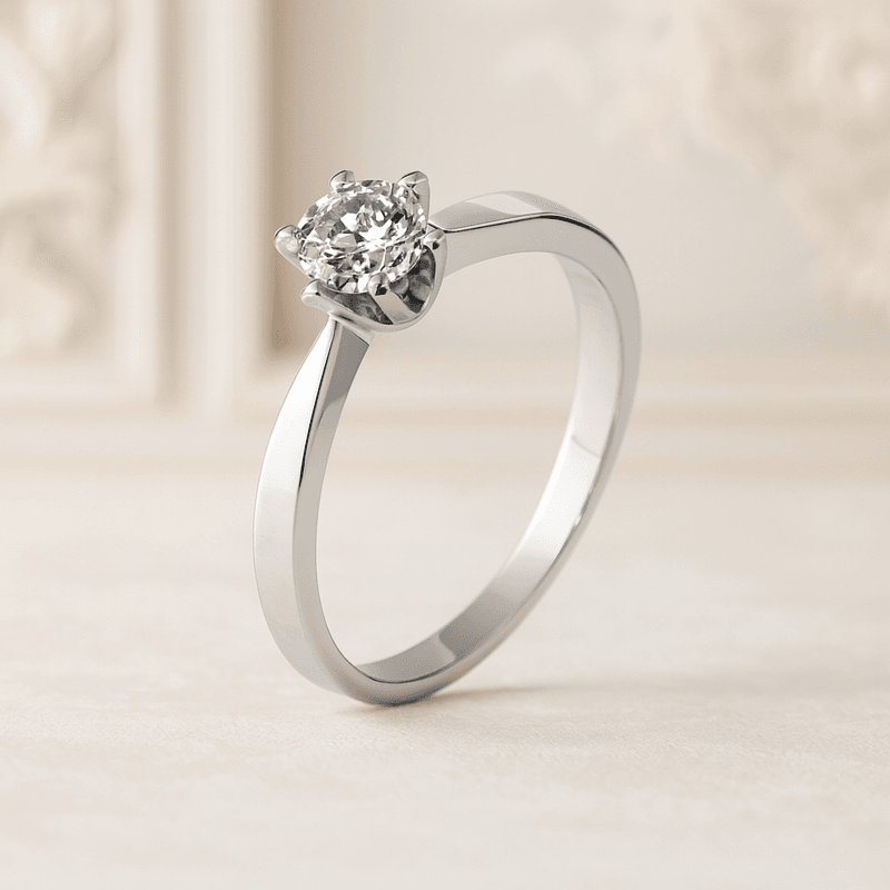 Diamant- ring (GIA) hv.gull 585, dia.0,50ct TW/SI1, Str 56