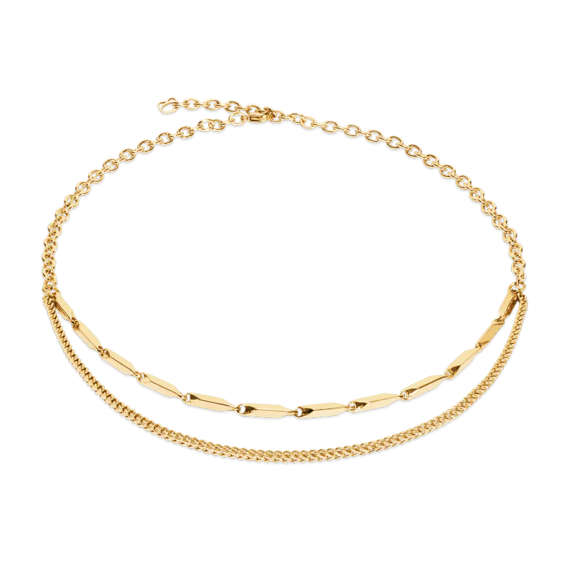 Coeur de Lion sett- halskjede + armbånd - gullfarget 