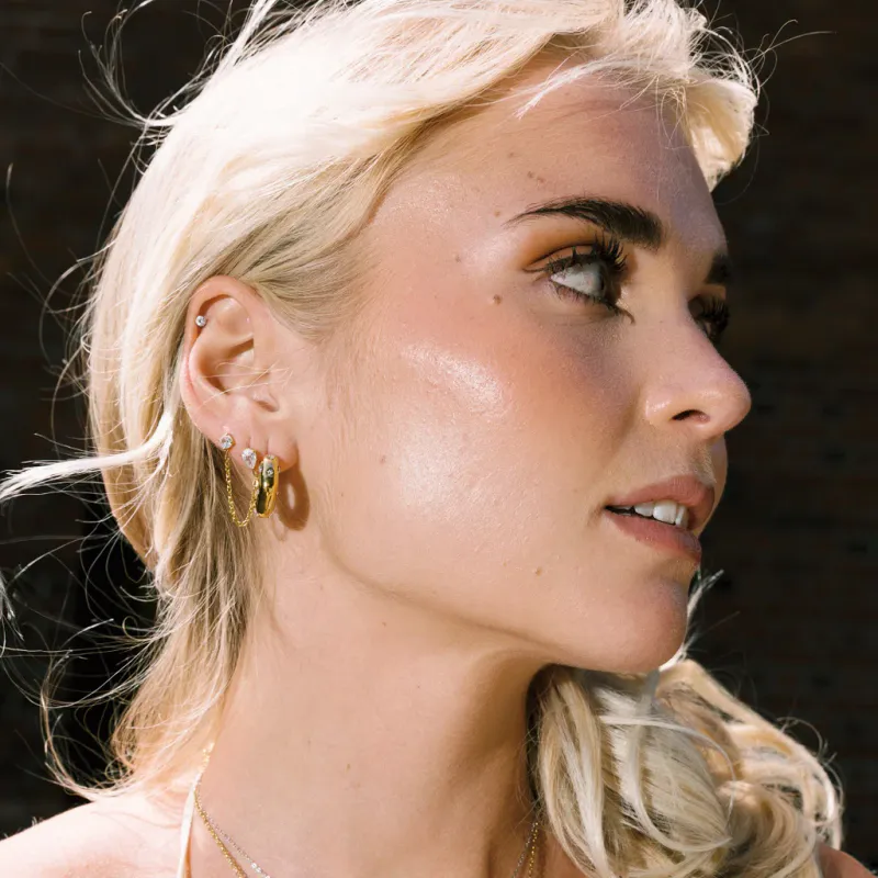 Frida Leonore by Gulldia- Starlight earrings i forgylt stål med hvite stener