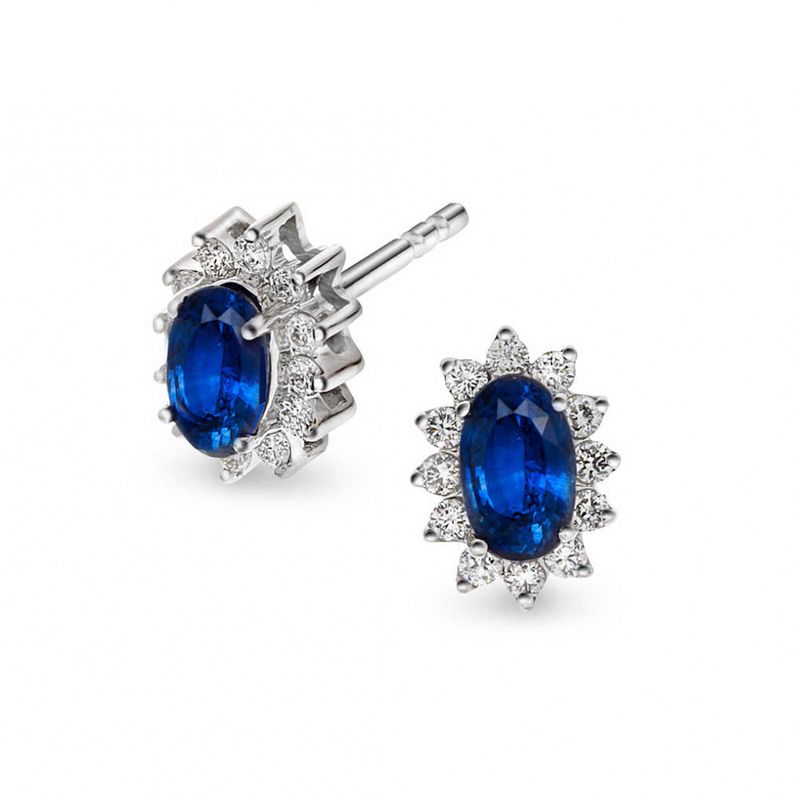 Ørepynt i 585 gull og diamanter og  safir 0,28ct wsi