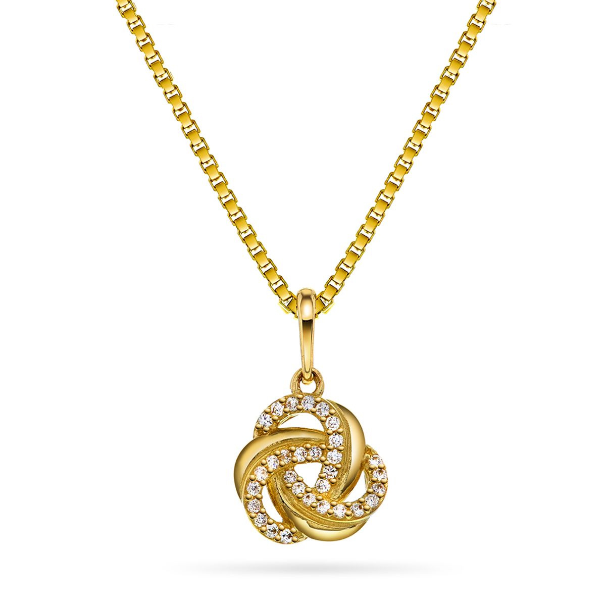 Anheng 585 gull med zirkonia - inkl. forgylt sølvkjede