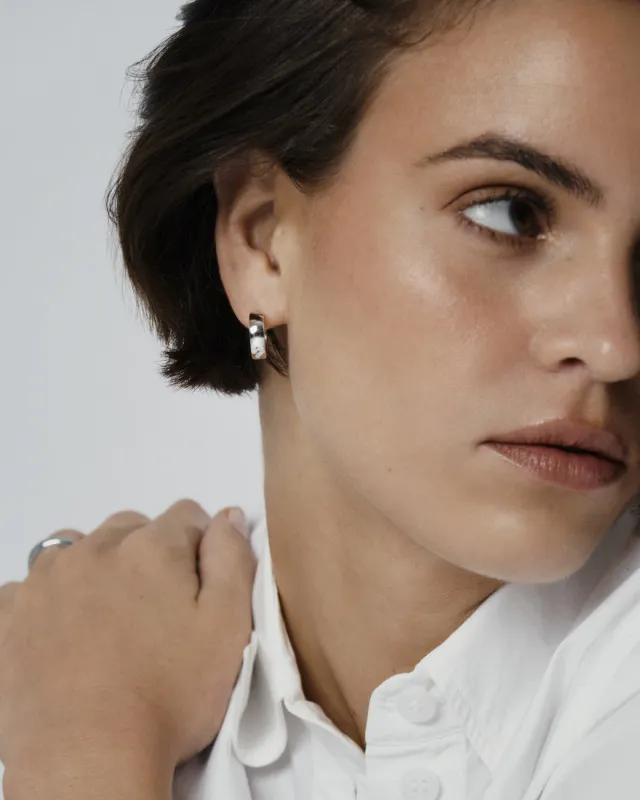 Mockberg Ørepynt  Chunky Silver Hoops Medium