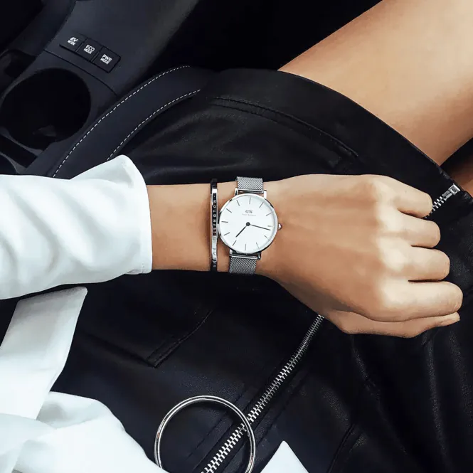 Hovedbilde DW Ø32mm Petite Sterling sølv/hvit 3ATM